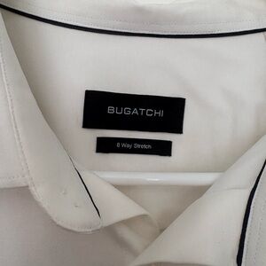 Bugatchi Cream White Shirt with Black Trim